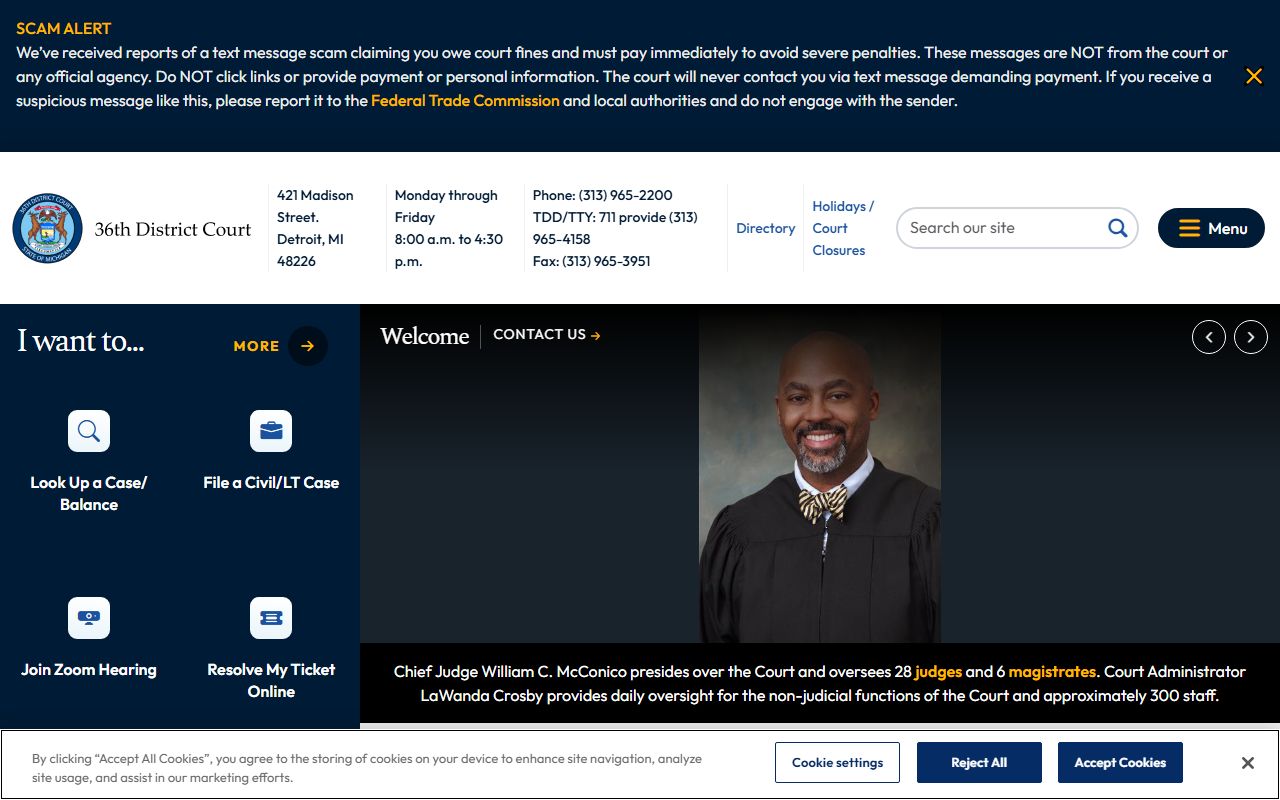 36th District Court Detroit home page